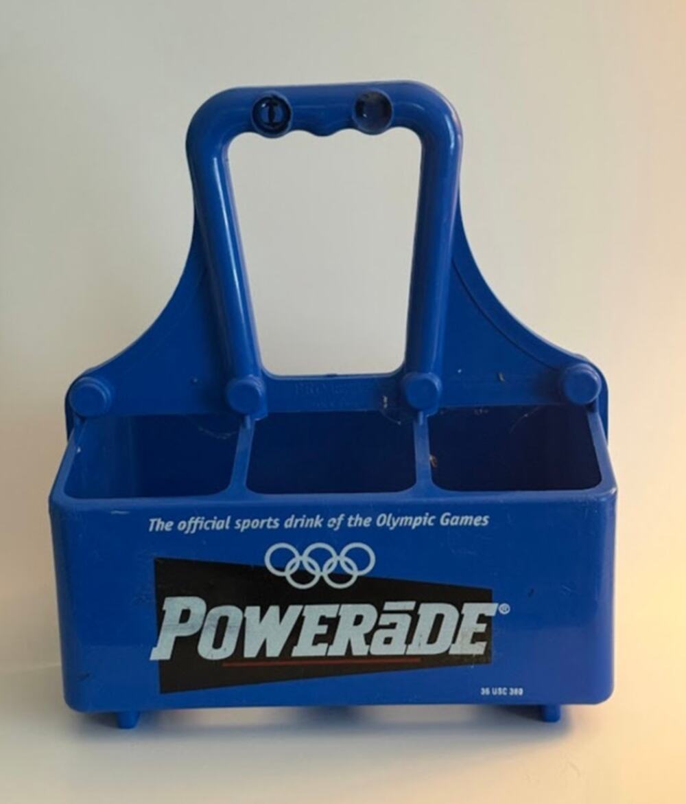 Powerade Olympics Blue Bottle Holder 6x Carrier Sports Squeeze Bottles 32 oz